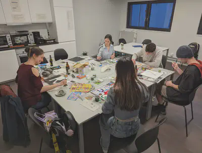 Group hard at work on their art